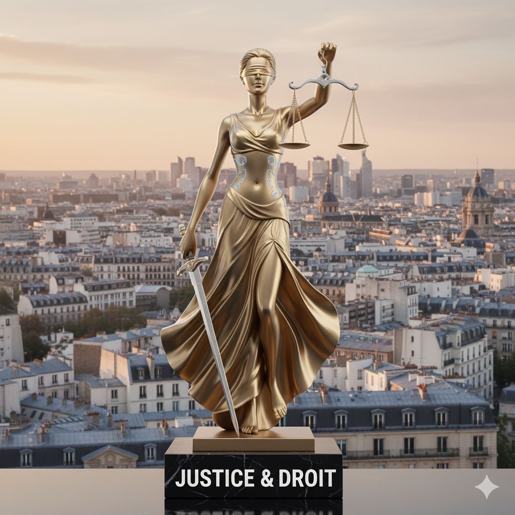 Statue de Lady Justice surplombant Paris - Symbol de justice et droit français